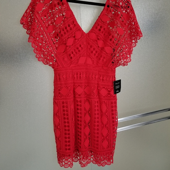 NWT Lulu's Red Crochet Dress - Picture 4 of 4